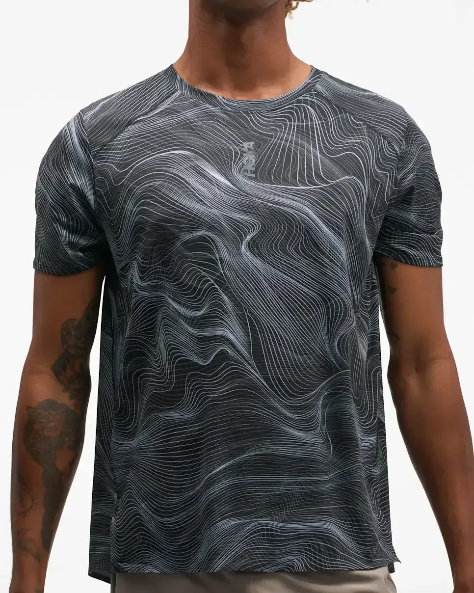 HOKA EveryRun Short Sleeve Black White Prt